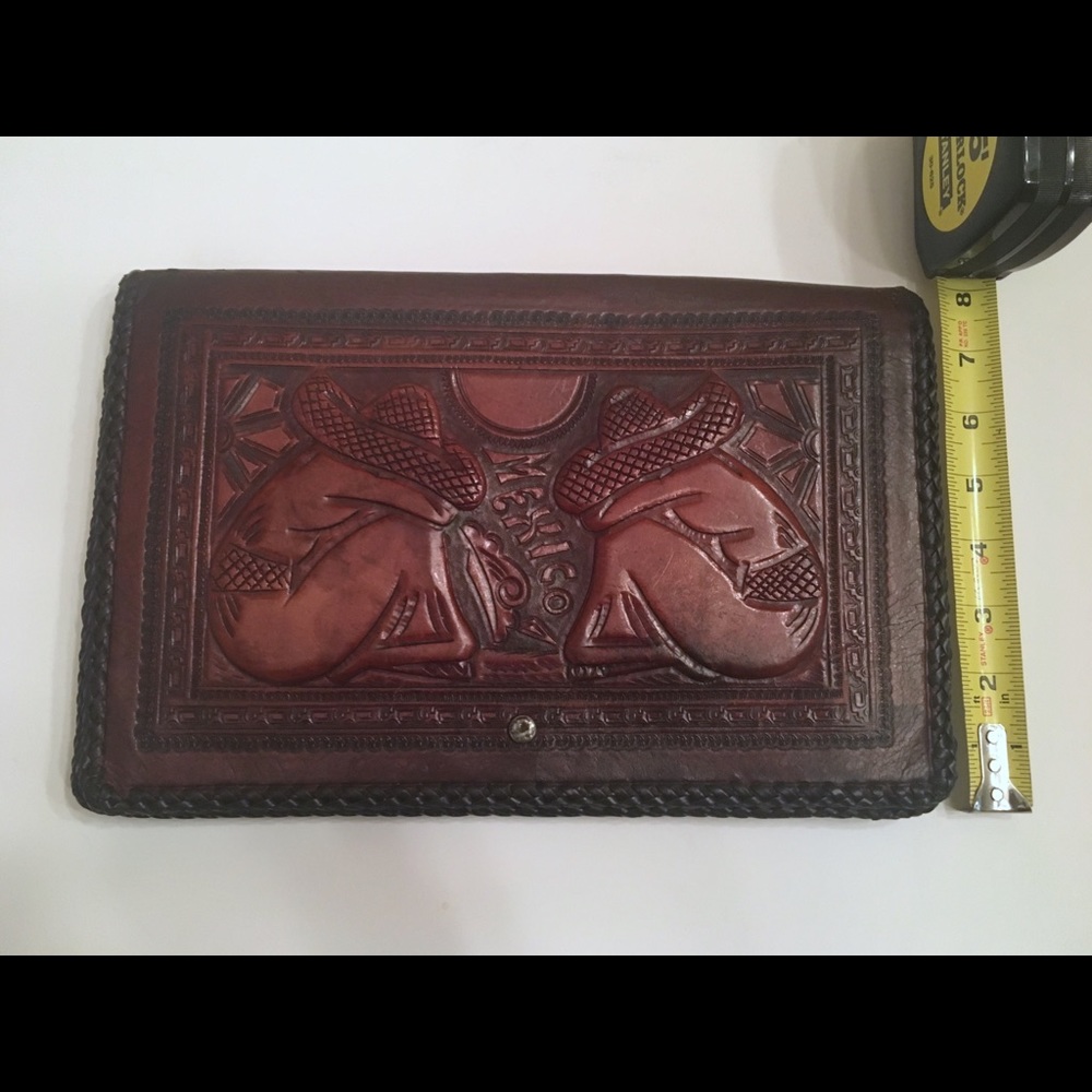 Vintage Hand Tooled Mexican Leather Clutch